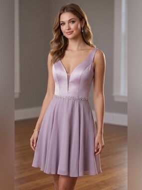PromGirl | Mauve Pink Beaded Waist Fit & Flare Dress - NWT - Size XS